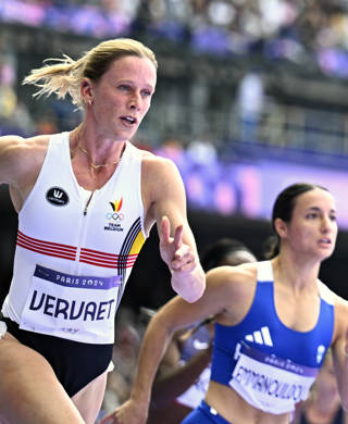 Belgian athlete Imke Vervaet pictured in action during the Women's 200m round 1 of the athletics competition at the Paris 2024 Olympic Games, on Sunday 04 August 2024 in Paris, France. The Games of the XXXIII Olympiad are taking place in Paris from 26 July to 11 August. The Belgian delegation counts 165 athletes competing in 21 sports. BELGA PHOTO JASPER JACOBS
