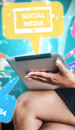 Social media and young people network concept. Modern graphic interface showing online social connection network and media channels to engage customer interaction in the digital business.