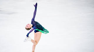 Figure skater Nina Pinzarrone pictured in action during the senior women's short program at the Belgian Championships Figure Skating, in Mechelen, Friday 17 November 2023. BELGA PHOTO JASPER JACOBS