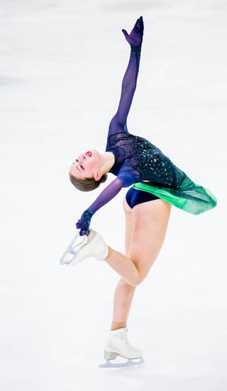 Figure skater Nina Pinzarrone pictured in action during the senior women's short program at the Belgian Championships Figure Skating, in Mechelen, Friday 17 November 2023. BELGA PHOTO JASPER JACOBS