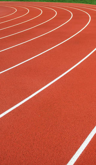 Stadium red plastic track