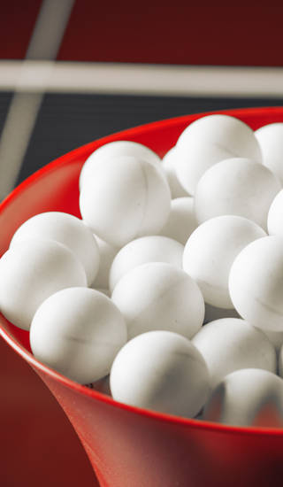 table tennis balls in the robot agitator