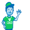 Mascotte Robin van de Vlaamse Trainersschool zegt hallo.