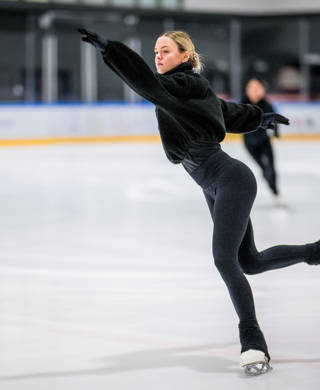 Belgian figure skater Loena Hendrickx pictured in action during a figure skating training session on Monday 27 January 2025 in Antwerp. BELGA PHOTO JASPER JACOBS