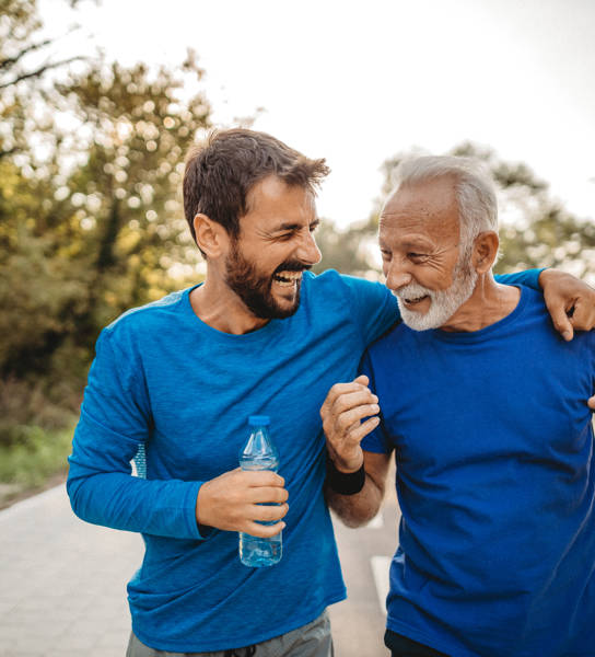 Two men exercising outdoors