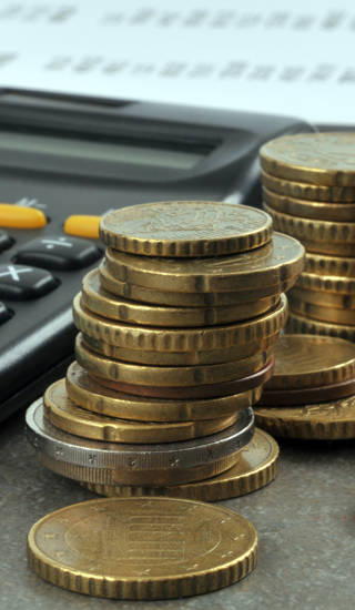 Euro centen en rekenmachine
