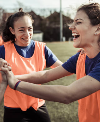 Close up of a female soccer team