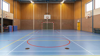 Sporthal met basketbalring