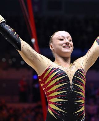 Belgian Lisa Vaelen pictured in action during the Women's Vault Final at the World Artistic Gymnastics Championships in Liverpool, United Kingdom on Saturday 05 November 2022. The Worlds take place from October 29 until November 6, 2022 in Liverpool, United Kingdom. BELGA PHOTO ERIC LALMAND