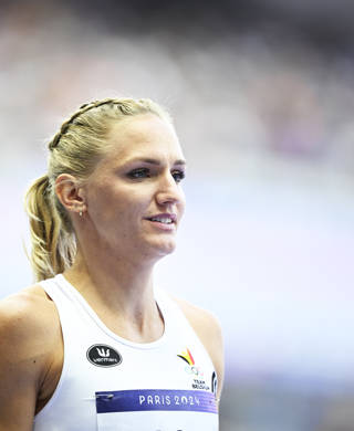 Belgian athlete Hanne Claes pictured during the Women's 400m hurdles round 1 of the athletics competition at the Paris 2024 Olympic Games, on Sunday 04 August 2024 in Paris, France. The Games of the XXXIII Olympiad are taking place in Paris from 26 July to 11 August. The Belgian delegation counts 165 athletes competing in 21 sports. BELGA PHOTO JASPER JACOBS