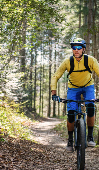 Mountainbiker in bos