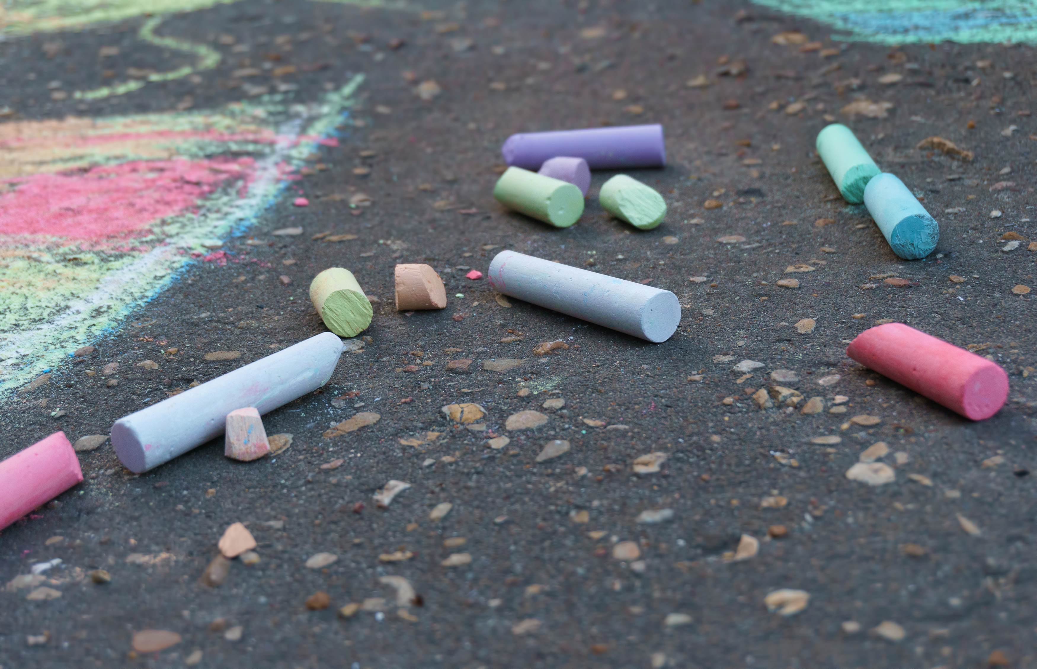 lying chalks after drawing