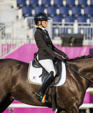 Belgian jockey Manon Claeys pictured in action during the Freestyle Test in the Grade IV category, on the day six of the Tokyo 2020 Paralympic Games, Monday 30 August 2021, in Tokyo, Japan. The paralympic Games take place from the 24 August to the fifth of September. BELGA PHOTO ROB WALBERS