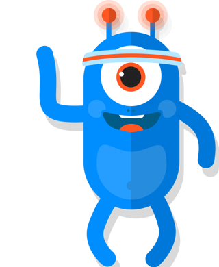 Sportkompas logo blauw eenoog ventje