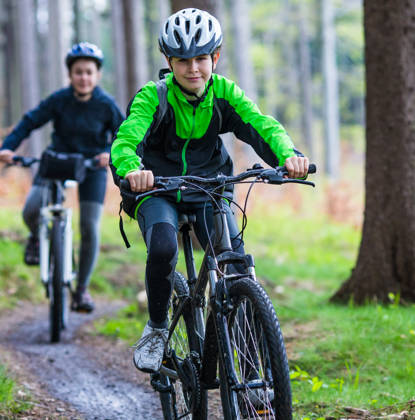 Active people riding bikes