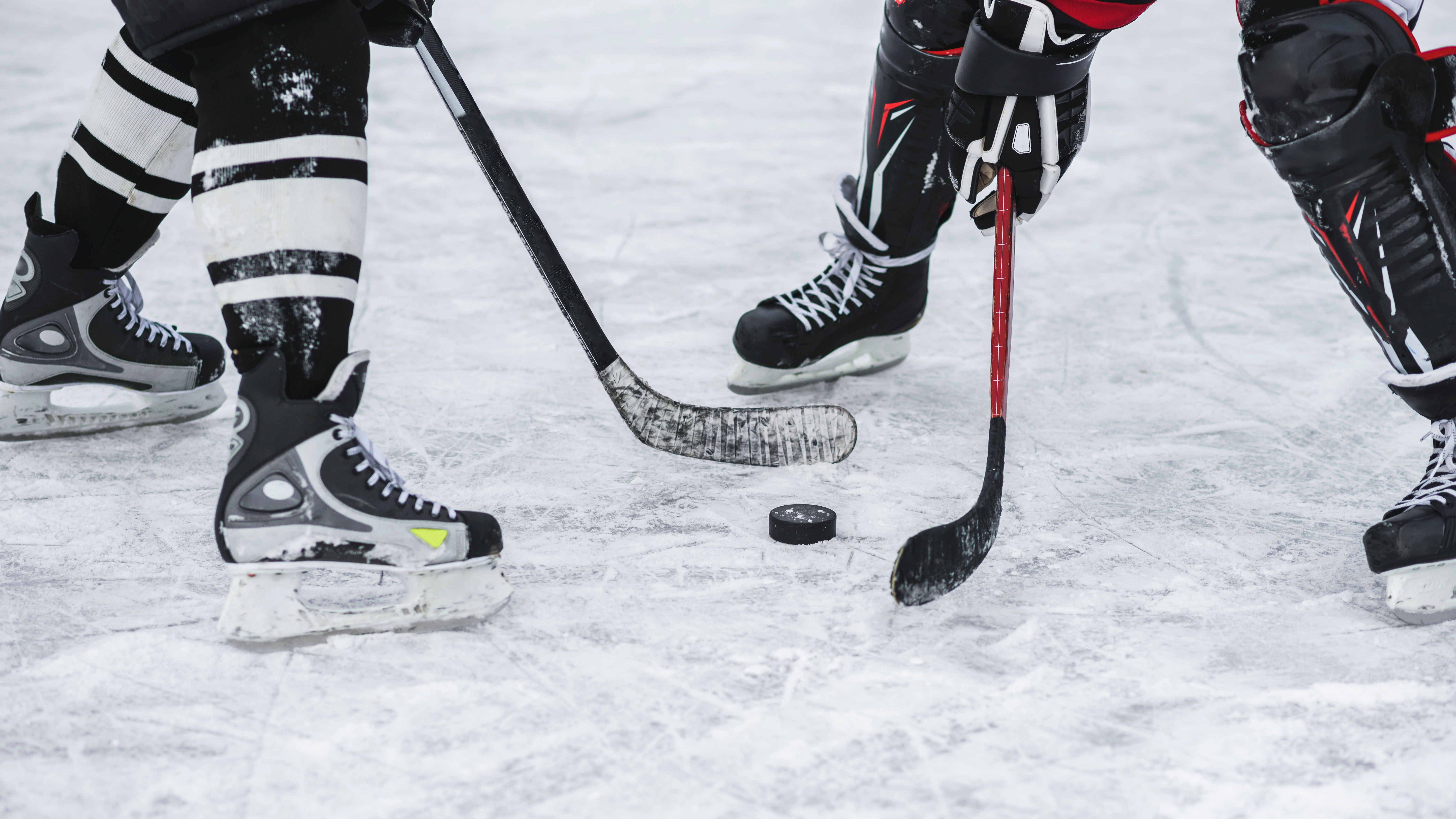 close-up with the puck during the game