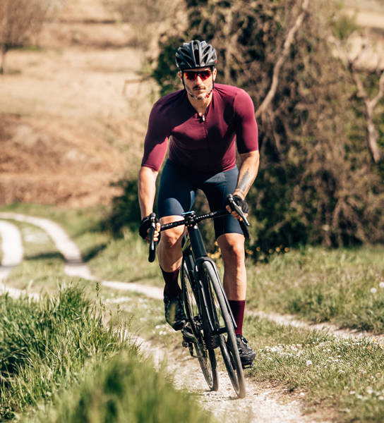 man riding on the gravel bike