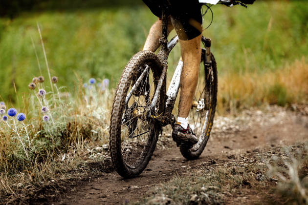 Mountainbikefiets door de velden