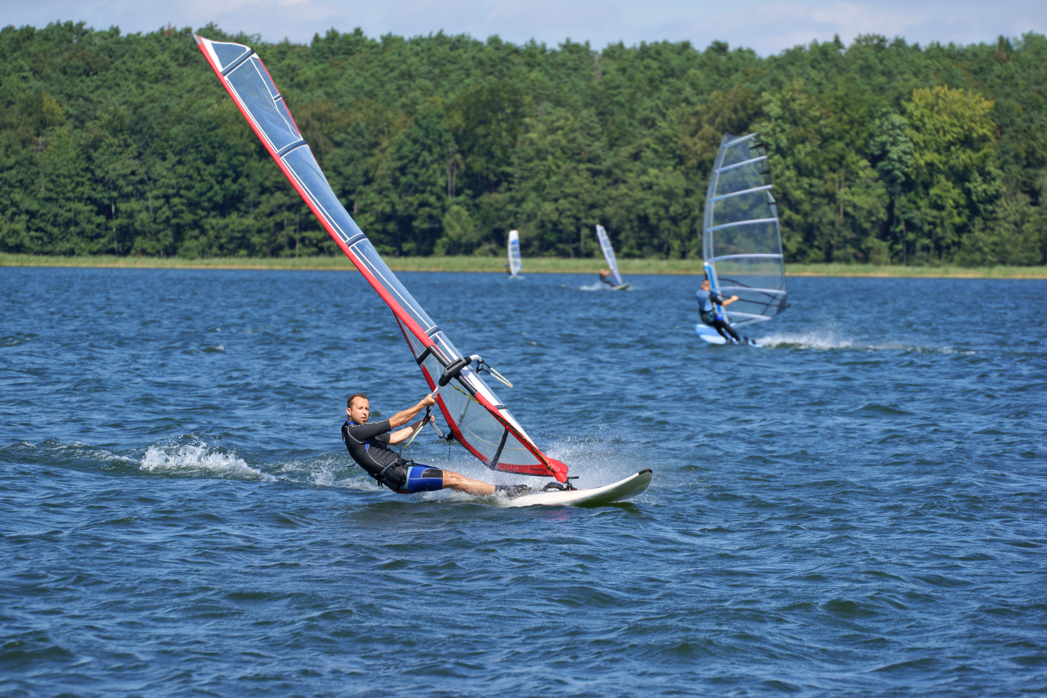 Windsurfing on the lake Niesłysz, Poland
